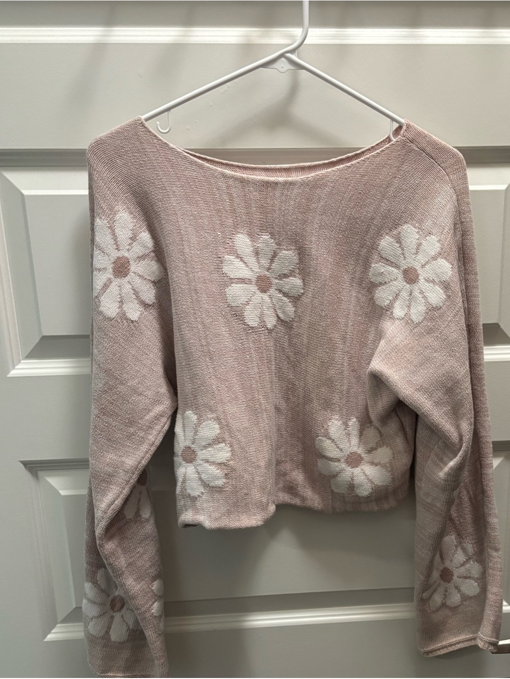 Altar'd State Dusty Pink Daisy Knit Sweater